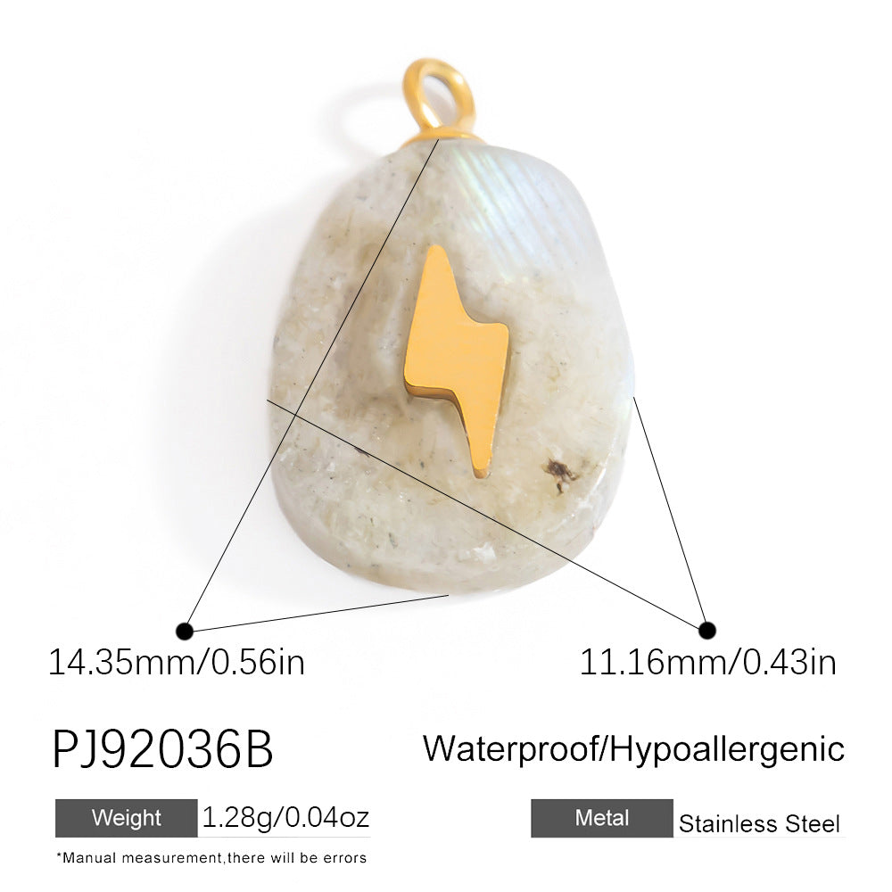 Butterfly Pendant Necklace Natural Stone Stainless Steel Jewelry