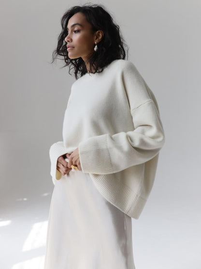 Simple Soft Solid Color Ribbed Knit Top