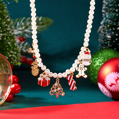 Cute Christmas Tree Snowflake Pendant Necklace