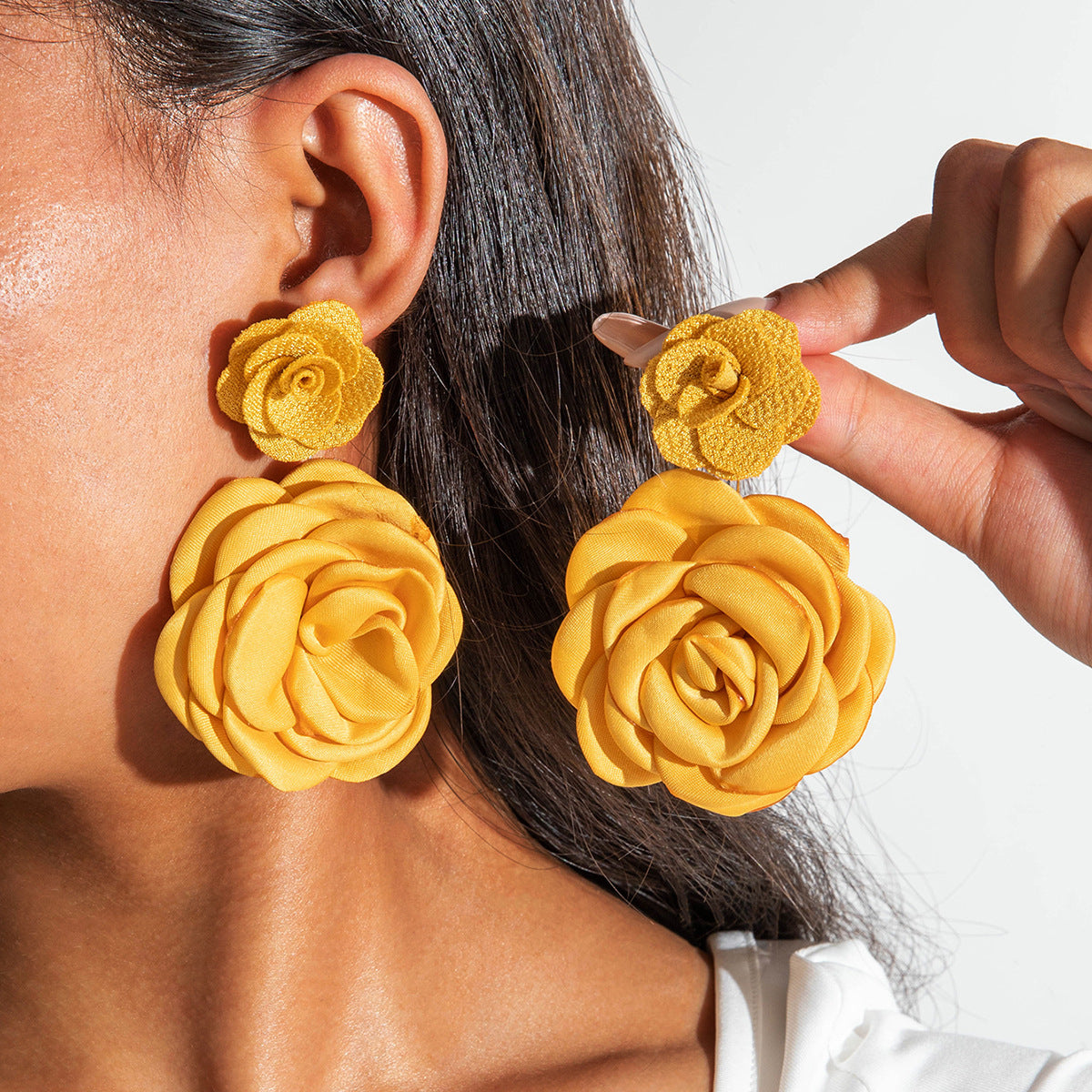 Stylish Irregular Floral Denim Flower Earrings