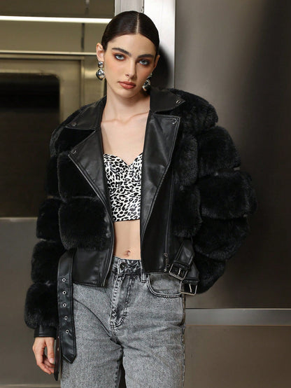 Faux Fur Long Coat for Women Stylish Casual Winter Jacket