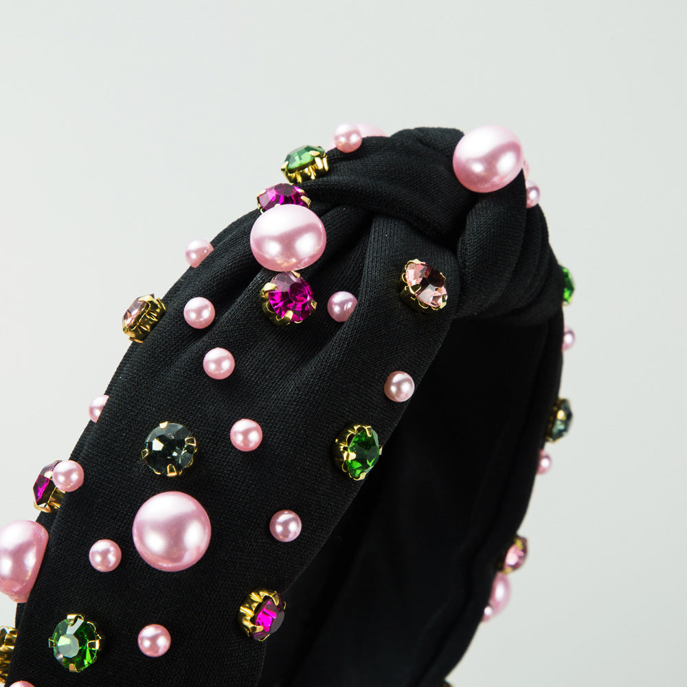 Bean Pearl Headband with Knot Elegant Pearl Hair Accessories