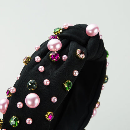 Bean Pearl Headband with Knot Elegant Pearl Hair Accessories
