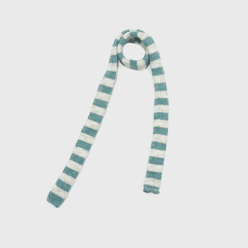 Striped Knit Scarf for Women - Acrylic Warm Fashion Accessory