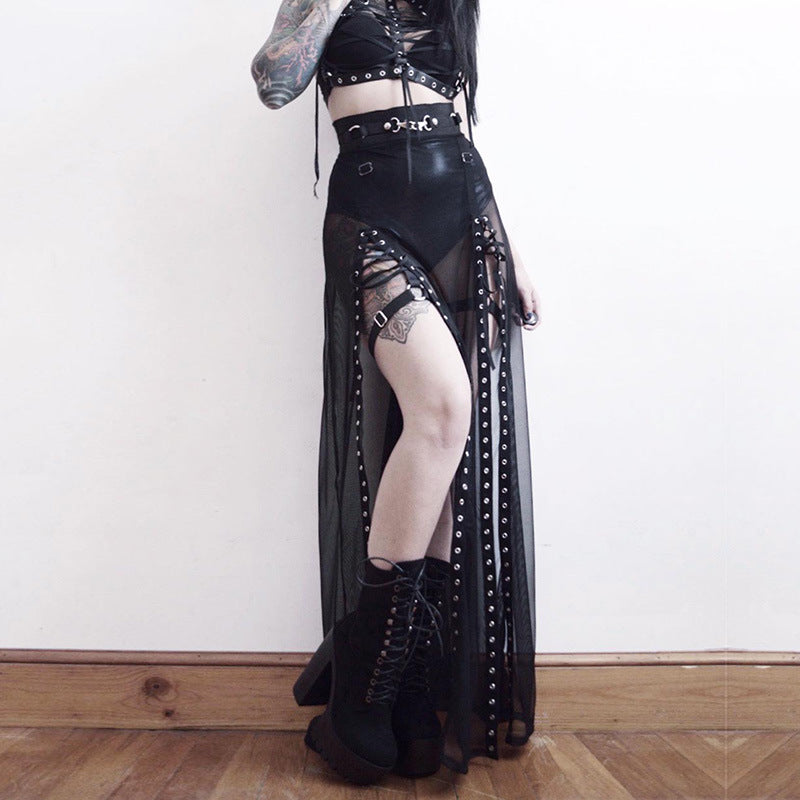 Solid Lace Sheer Long Dress for Women