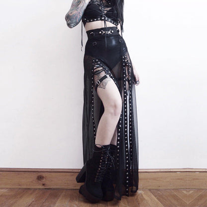 Solid Lace Sheer Long Dress for Women