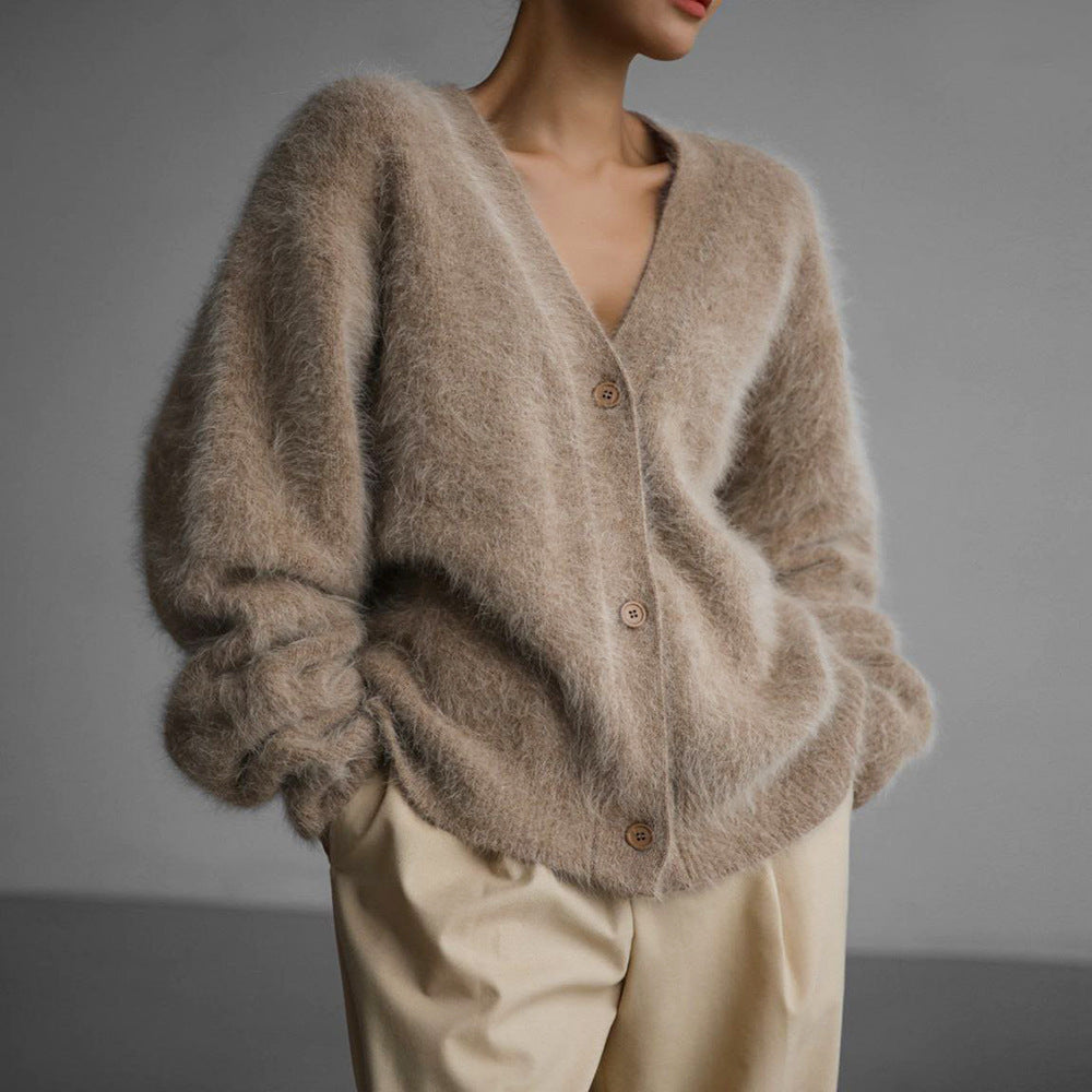 Cozy Chunky Knit Cardigan V-Neck Sweater