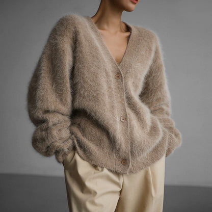 Cozy Chunky Knit Cardigan V-Neck Sweater