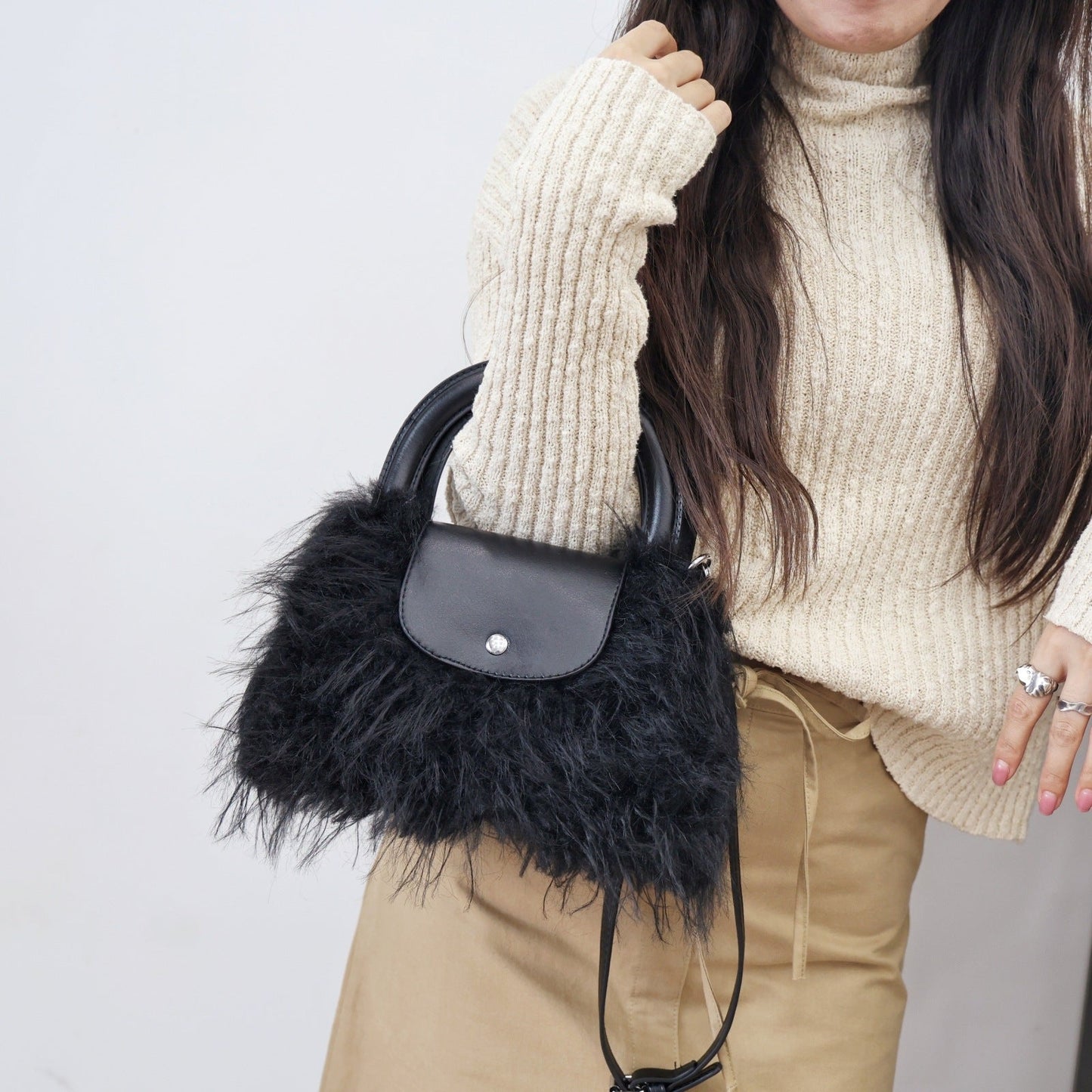 Trendy Fluffy Fur Tote Shoulder Bag