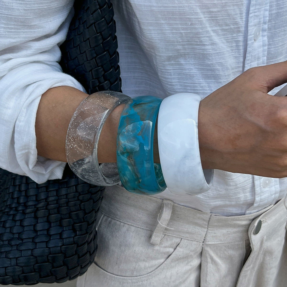 Trendy Semi-Transparent Acrylic Bangle Bracelets