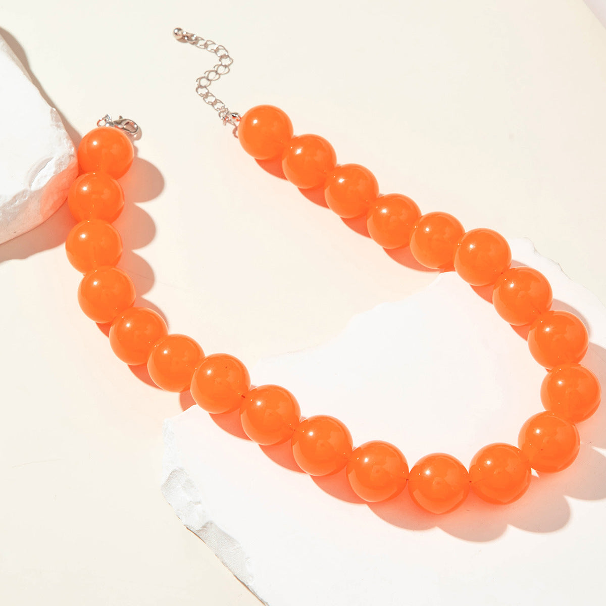Dopamine Colorful Acrylic Beaded Necklace Trendy Sweet Style