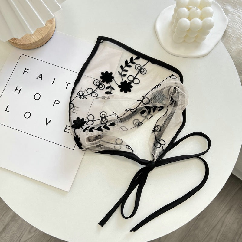 Lace Headband with Black Trim