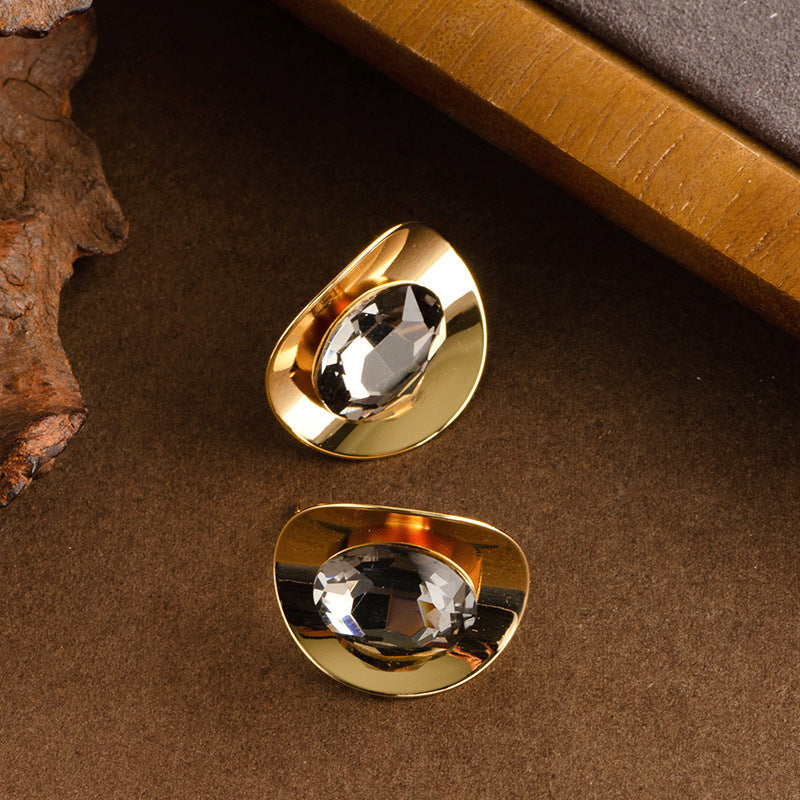 Geometric Zirconia Stud Earrings For Women Stylish Silver Pin