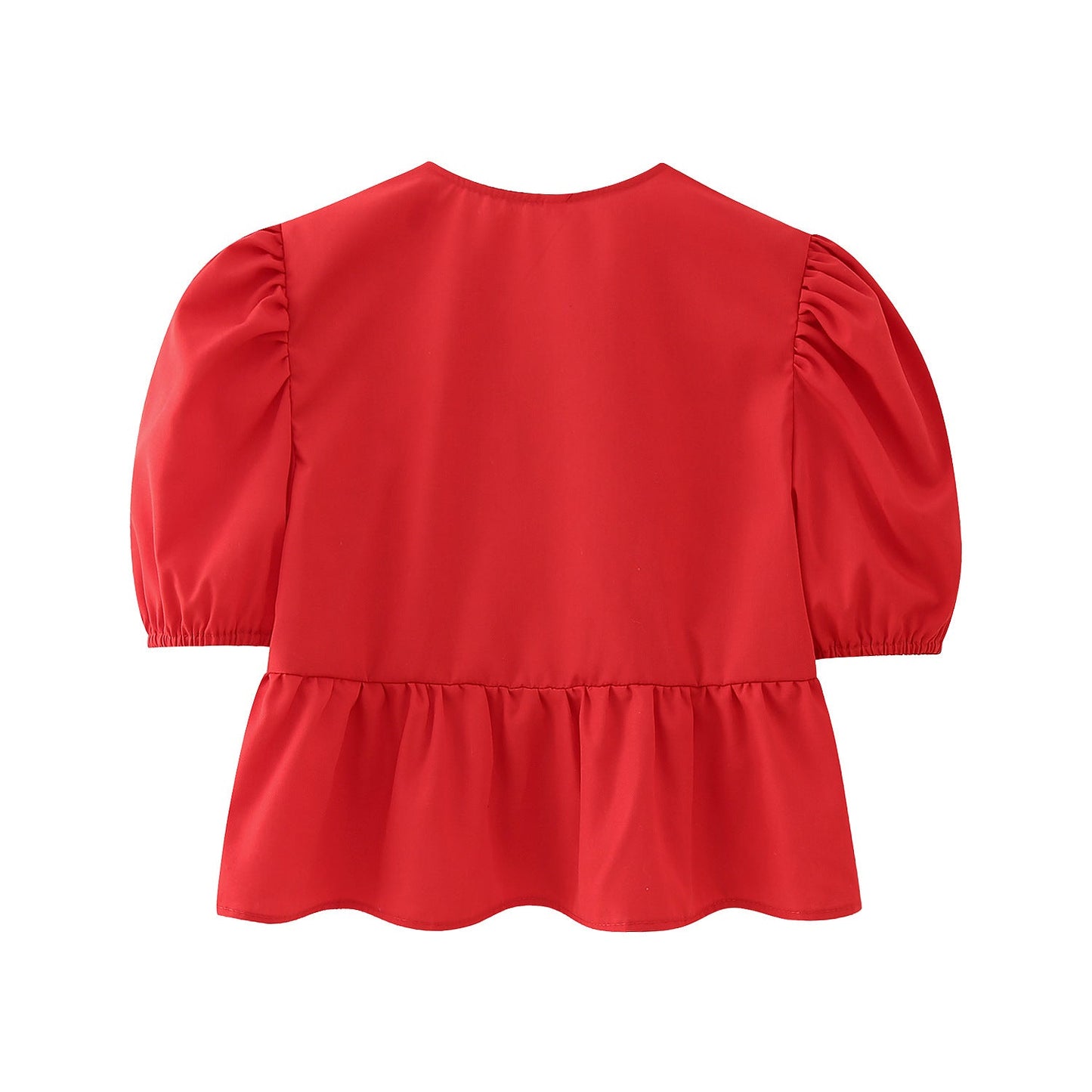 Cute Tie Front Round Neck Pullover Top