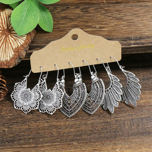 Vintage Geometric Alloy Earrings Set for Women