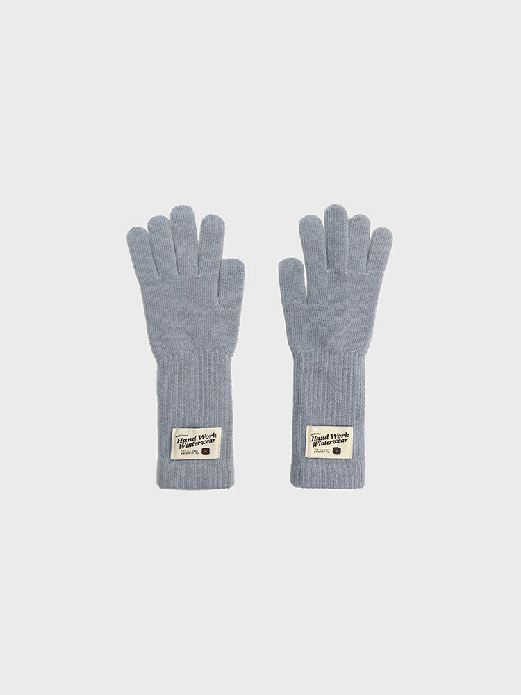 Simple Solid Color Warm Knit Wool Gloves