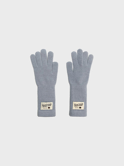 Simple Solid Color Warm Knit Wool Gloves