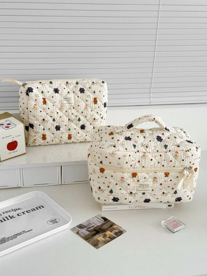 Snowman Bear Makeup Bag Cute Cartoon Print Portable Storage