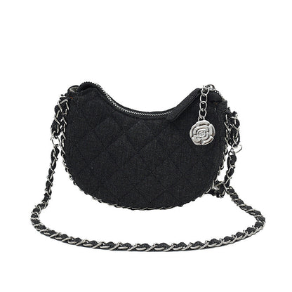 Fashionable Women's Denim Quilted Crossbody Bag