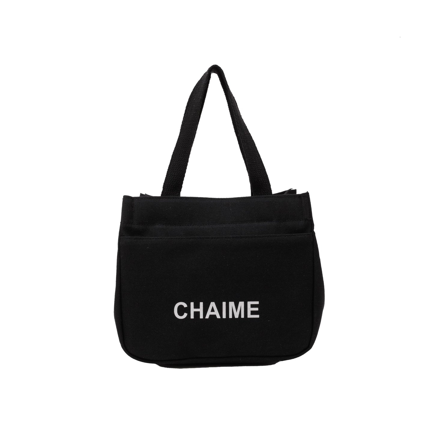 Stylish Canvas Tote Bag Double Zipper Large Capacity Work Lunch Bag