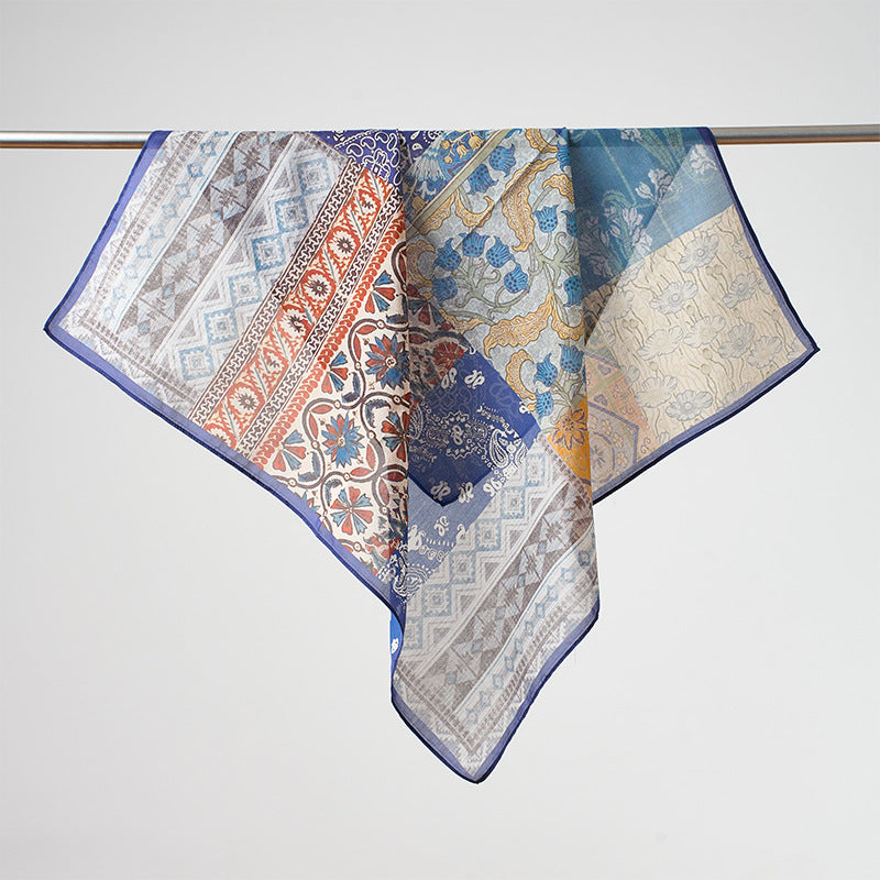 Flower Print Breathable Soft Silk Scarf