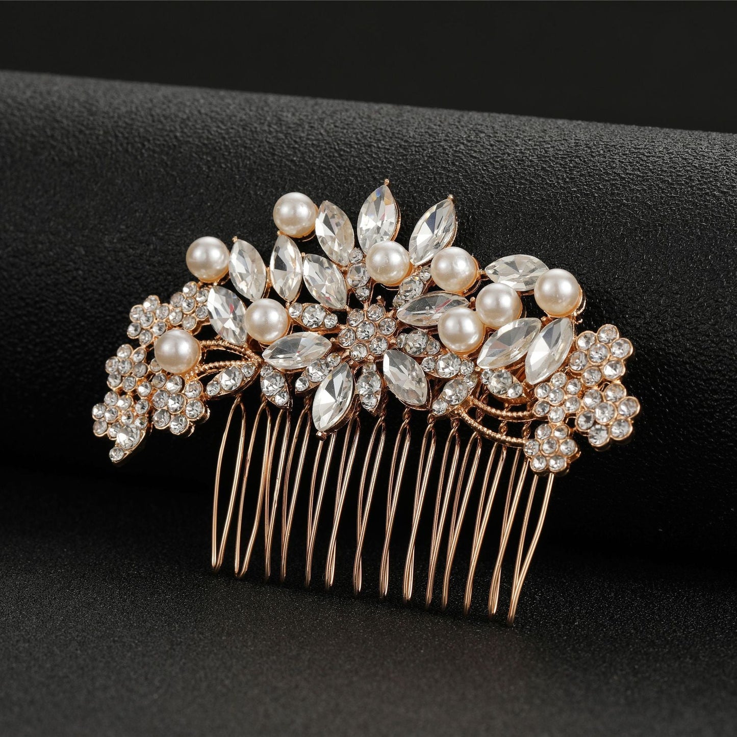 Minimalist Hair Comb with Pearls and Rhinestones for Weddings