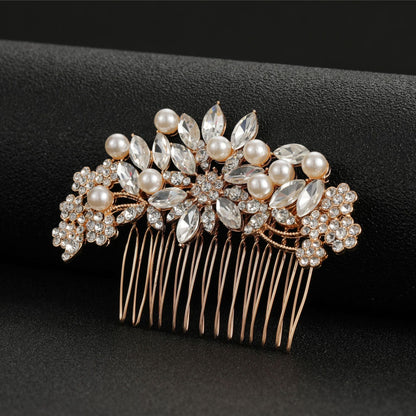 Minimalist Hair Comb with Pearls and Rhinestones for Weddings