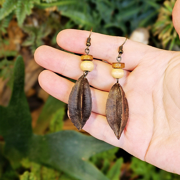 Creative Long Wooden Tassel Earrings Inspired by Nature