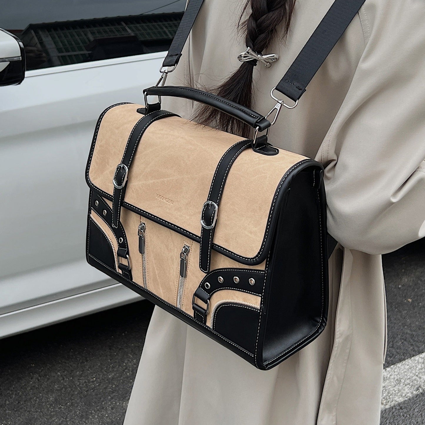 British Style Backpack Chic PU Shoulder Tote Bag