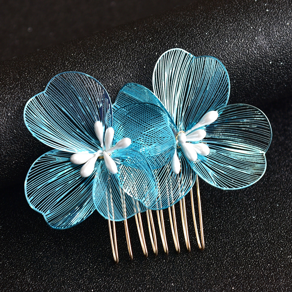 Bridal Hair Accessories Gold Floral Comb Vintage Retro Design