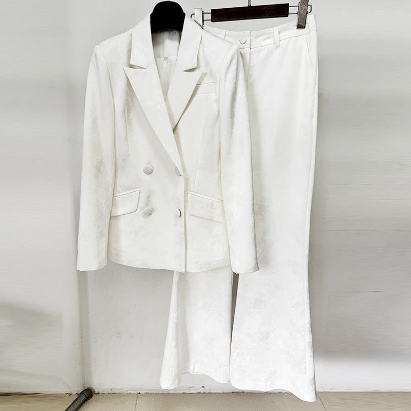 Floral Double-Breasted Long Blazer Suit Set