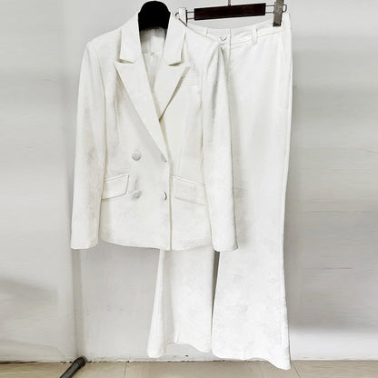 Floral Double-Breasted Long Blazer Suit Set