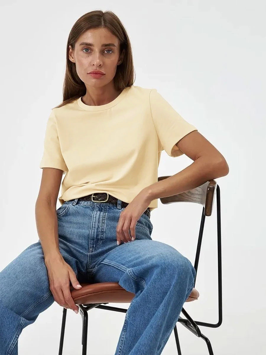 Casual Solid Cotton Short Sleeve T-Shirt for Everyday Wear
