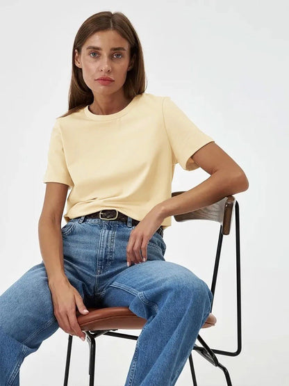 Casual Solid Cotton Short Sleeve T-Shirt for Everyday Wear