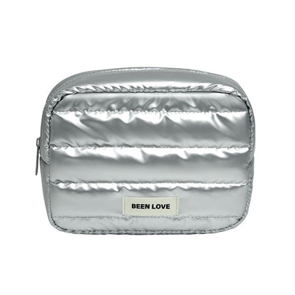Solid Color Puffer Portable Cosmetic Bag