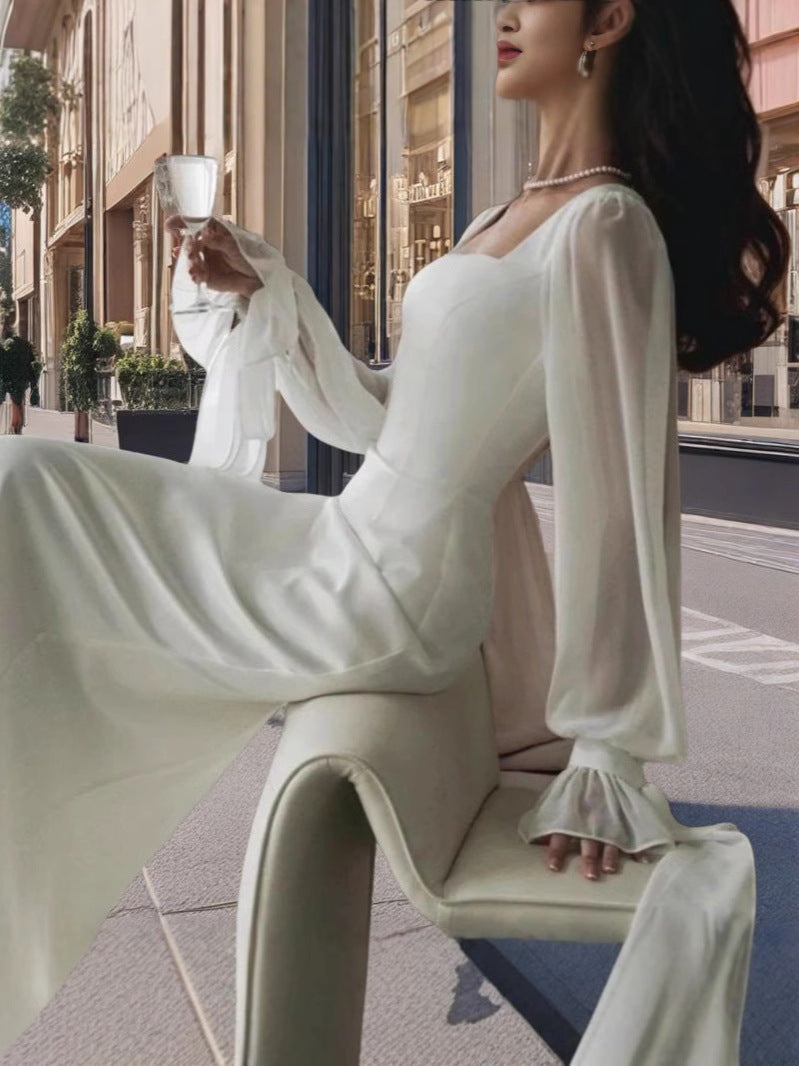 Elegant U-Neck Long Sleeve Mermaid Wedding Dress