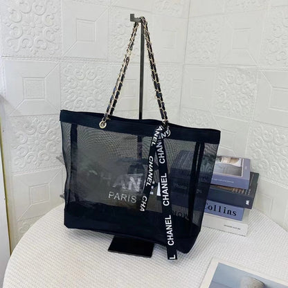 Transparent Mesh Tote Bag for Women, Large Capacity Gym & Beach Bag