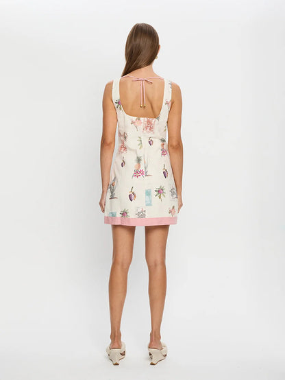 Floral A-Line Linen Dress Stylish Casual Sleeveless