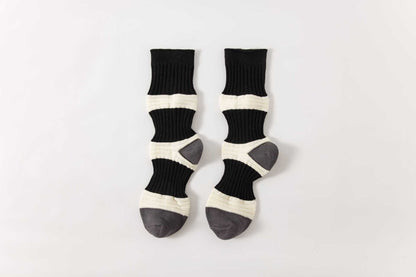 Striped Color Block Casual Crew Socks