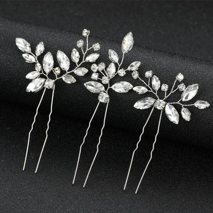 Crystal Hair Pins Set Irregular Design Metal Hair Accessories