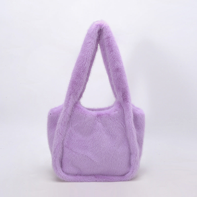 Retro Leopard Print Furry Tote Shoulder Bag