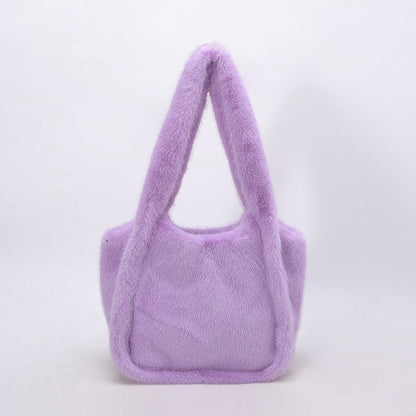 Retro Leopard Print Furry Tote Shoulder Bag