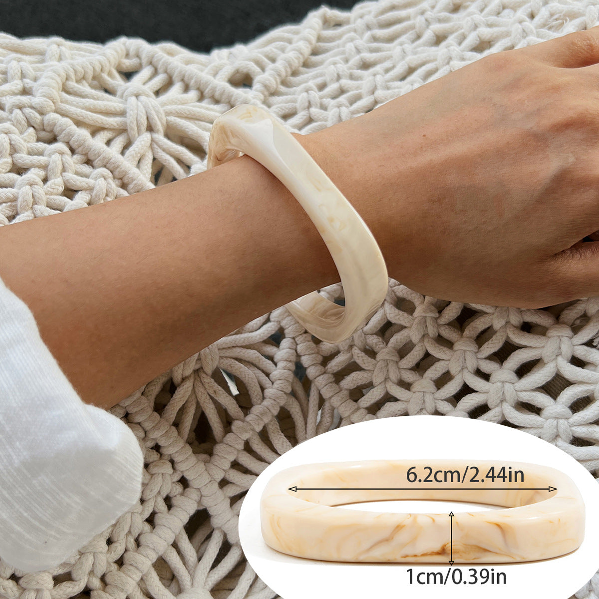 Amber Color Acrylic Bracelet Trendy Geometric Semi-Transparent Resin Cuff