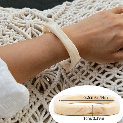 Amber Color Acrylic Bracelet Trendy Geometric Semi-Transparent Resin Cuff
