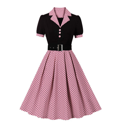 Psychedelic Polka Dot Belted Dress