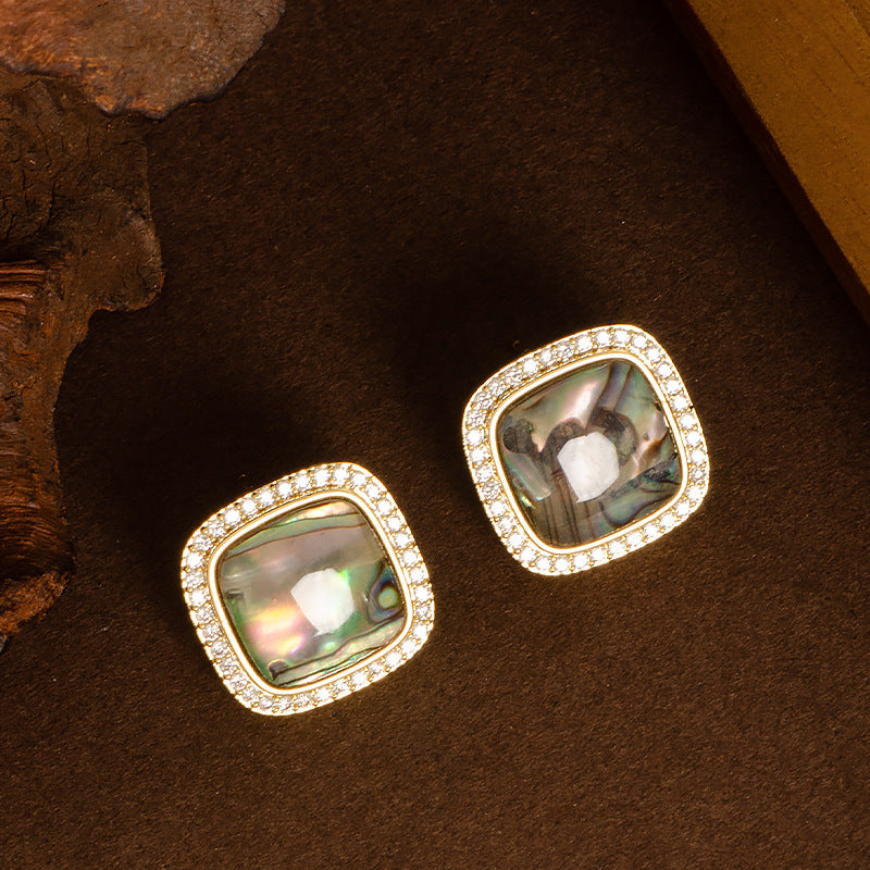 Elegant Shell Stud Earrings With Natural Abalone Inlay