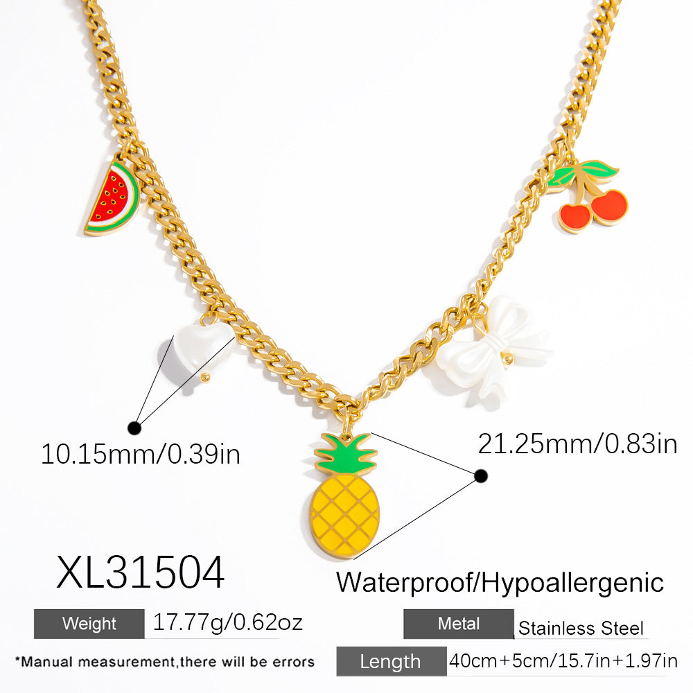 Elegant Stainless Steel Fruit Pendant Necklace for Women