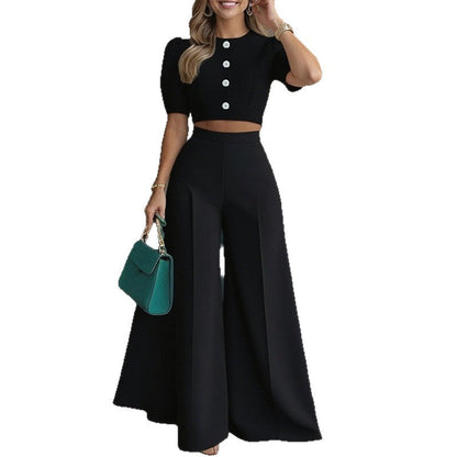 Elegant Casual T-Shirt and Long Pants Set