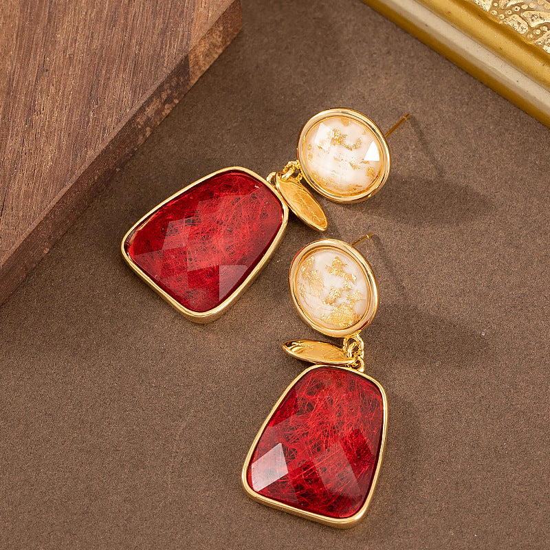 Chic Geometric Resin Drop Earrings With Silver Needle