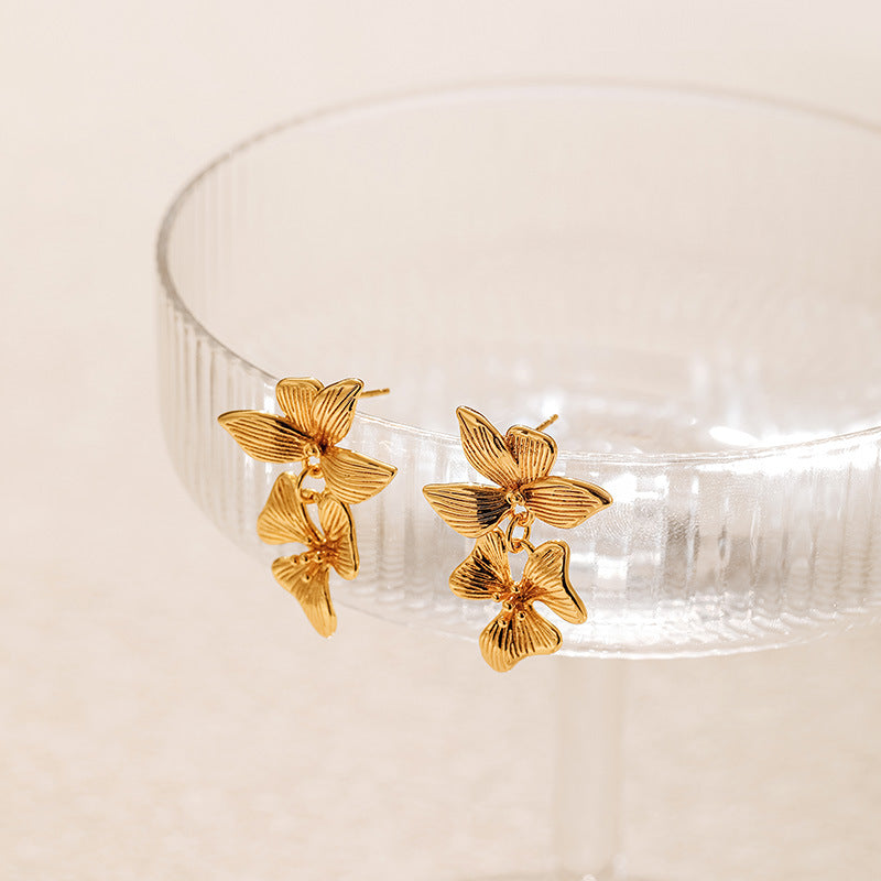 Irregular Vintage Flower Pendant Elegant Earrings